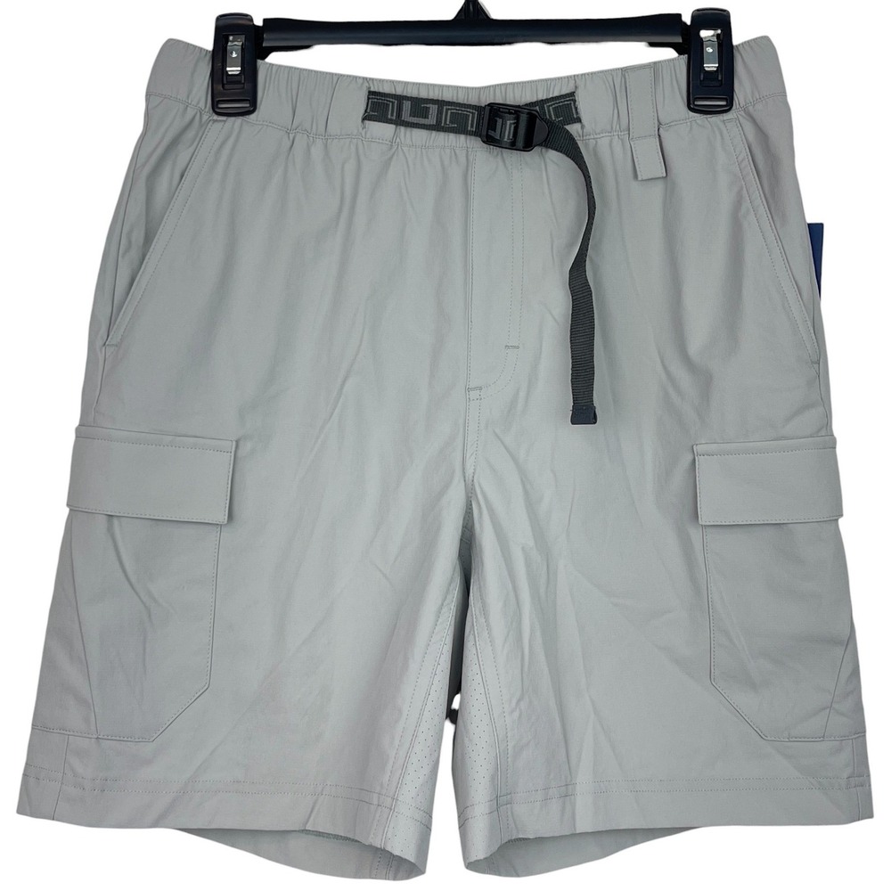 NEW Huk Creekbed Cargo Shorts Mens S Nylon Belted Wicking Fishing Hike Gray $60